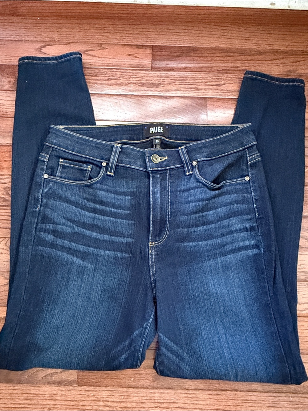 PAIGE Indigo Blue Skinny Jeans with Subtle Whiskering size 29